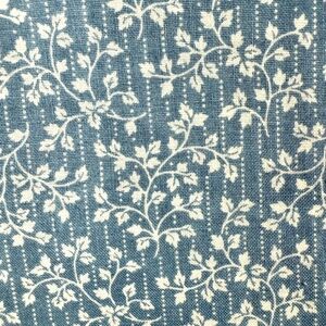 Vintage 1992 Fabric Traditions 2.25 yds French Blue with Dotted Rows of Foliage